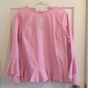 Light pink blouse with ruffles sleeves